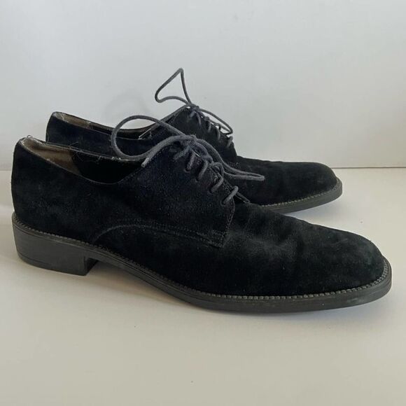 SALVATORE FERRAGAMO Sport Black Suede Oxfords Size 7.5 2A - Picture 2 of 6